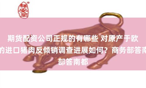 期货配资公司正规的有哪些 对原产于欧盟的进口猪肉反倾销调查进展如何？商务部答南都